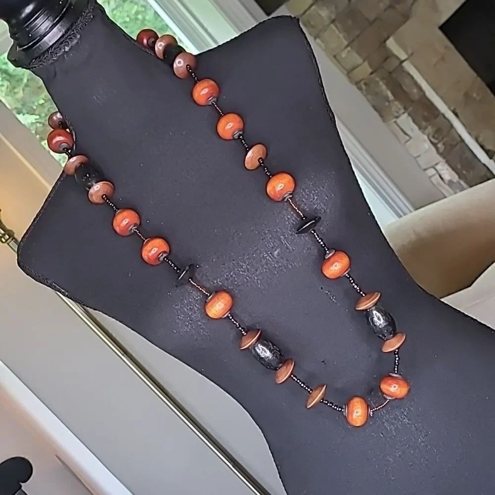 40" wooden bead necklace